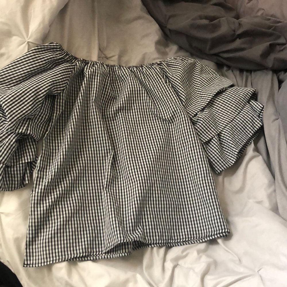 Cute plaid off the shoulder top
